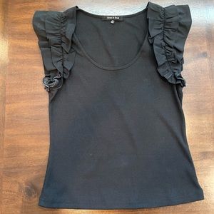 Black ruffle sleeve tank